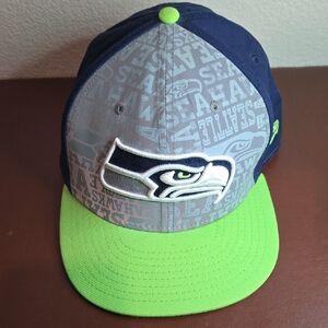 New Era Seattle Seahawks Snapback Blue and Neon Green Cap